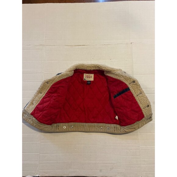 Gap Toddler Moto Club Denim Jacket Sherpa Collar Red Quilted Lining 18-24 Months - Picture 5 of 10